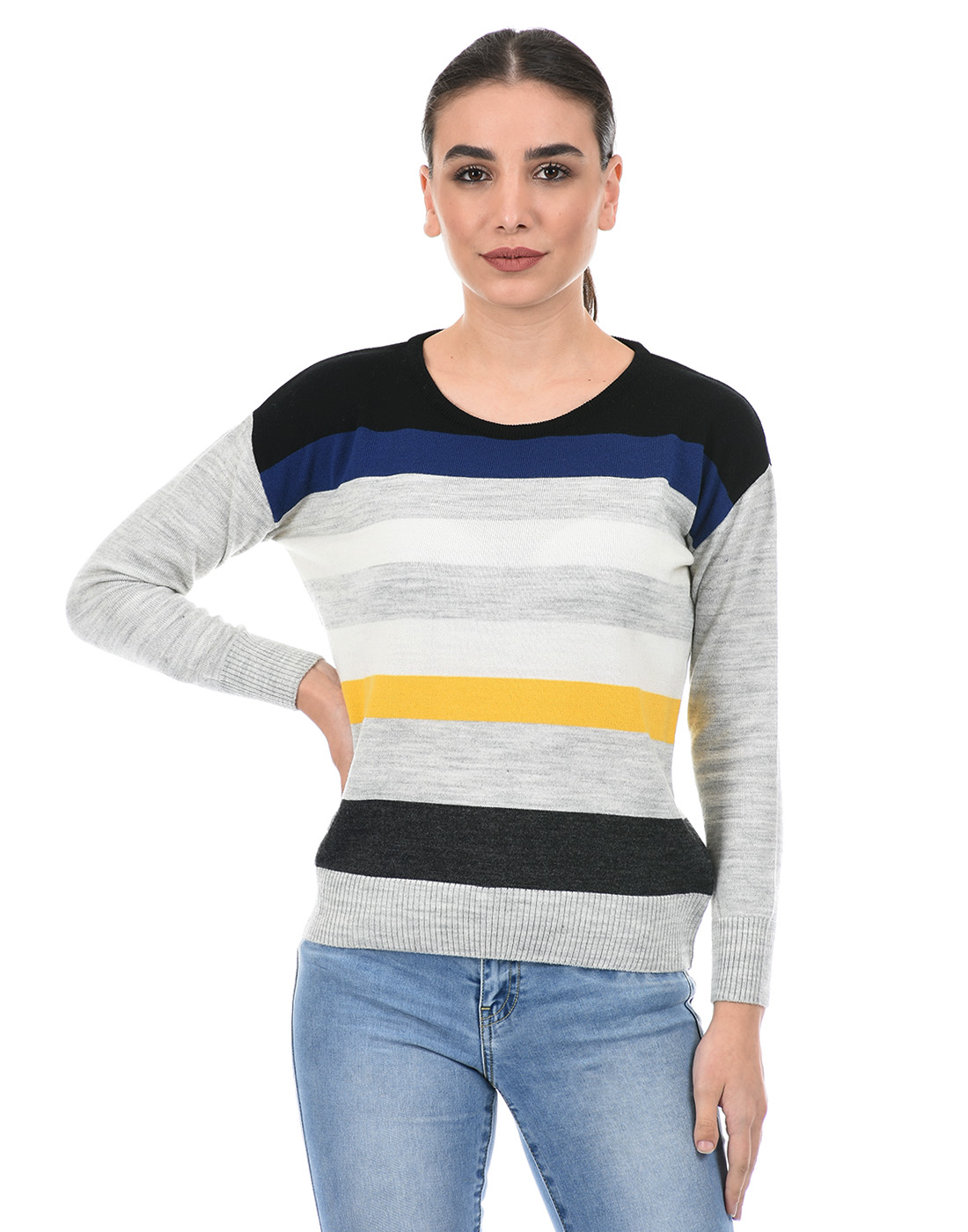 Species Women Grey Striped Sweater